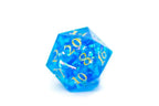 Red/Blue/Green/Purple Sharp Edge Resin d20 w/ Shimmer Insert - Blue