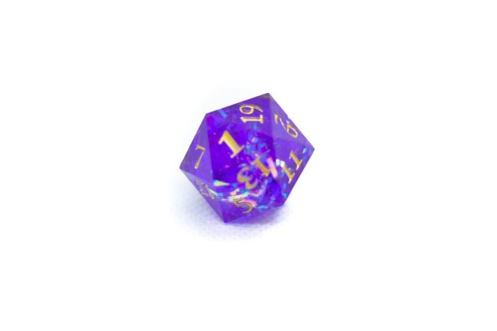 Red/Blue/Green/Purple Sharp Edge Resin d20 w/ Shimmer Insert - Red