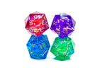 Red/Blue/Green/Purple Sharp Edge Resin d20 w/ Shimmer Insert - 4-Pack (Red/Green/Blue/Purple)