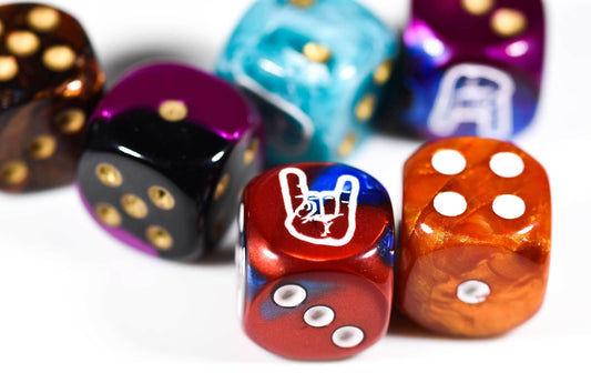 Horns d6 Custom Pipped Dice | Rock & Roll Dice Head Banging Dice! - 