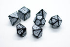 White Distressed Ancient 7-Dice Set Black w/White Dnd Dice - 