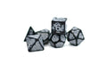 White Distressed Ancient 7-Dice Set Black w/White Dnd Dice - 