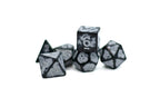 White Distressed Ancient 7-Dice Set Black w/White Dnd Dice - 