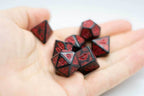 Dragon Red Distressed Ancient 7-Dice Set Black w/Red Dnd Dice - 