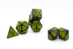 Sun Yellow Distressed Ancient 7-Dice Set Black w/Yellow Dnd Dice - 