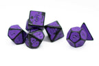 Grape Purple Distressed Ancient 7-Dice Set Black w/Purple Dnd Dice - 