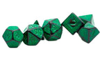 Grass Green Distressed Ancient 7-Dice Set Black w/Green Dnd Dice - 