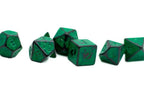 Grass Green Distressed Ancient 7-Dice Set Black w/Green Dnd Dice - 