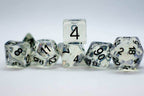 The Time Walker | Clear Glitter 7-Dice Set RPG Dice Set w/Black - 