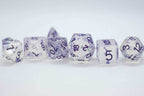 The Time Walker | Clear/purple Glitter 7-Dice Set RPG Dice Set w/Purple - 