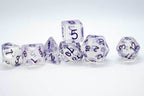 The Time Walker | Clear/purple Glitter 7-Dice Set RPG Dice Set w/Purple - 