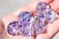 The Time Walker | Clear/purple Glitter 7-Dice Set RPG Dice Set w/Purple - 