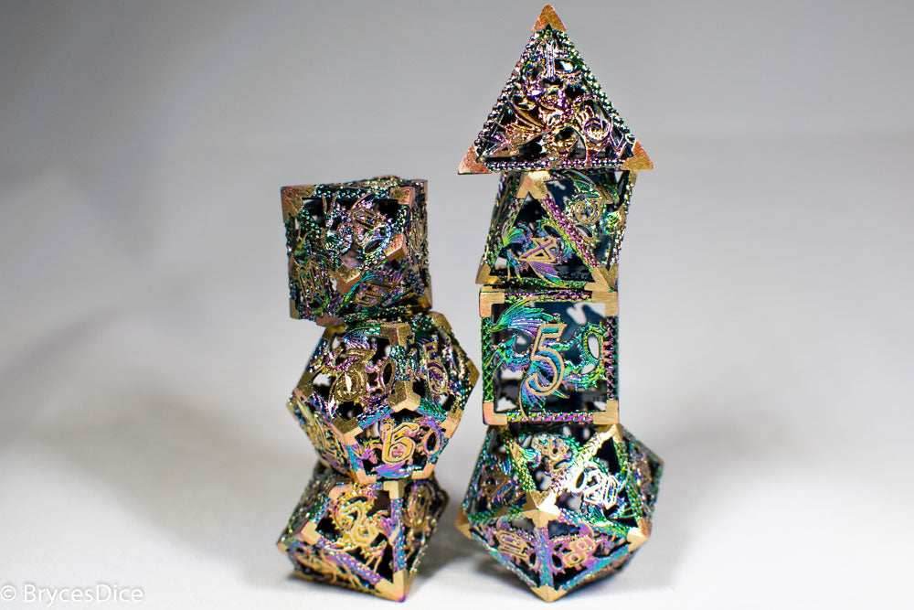 (Golden Rainbow) Deadly Dragon Dice: Shards of Oblivion Hollow Metal - 
