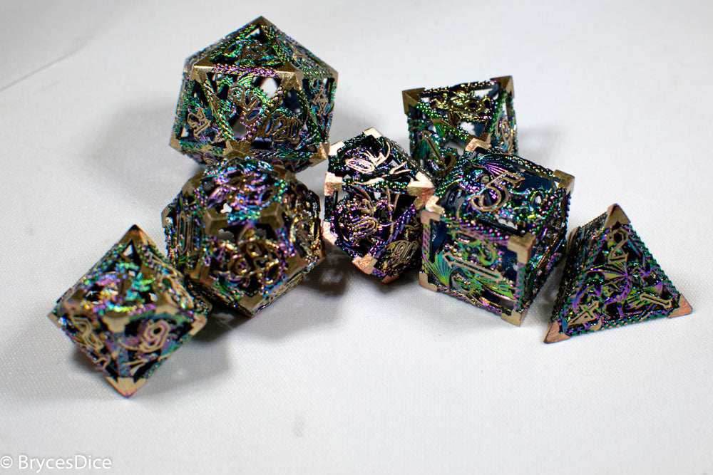 (Golden Rainbow) Deadly Dragon Dice: Shards of Oblivion Hollow Metal - 