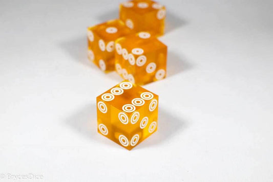 Birds Eye Orange Saffron Casino Dice d6 19mm Razor Edge No Serial Numbers or Names Clean - 