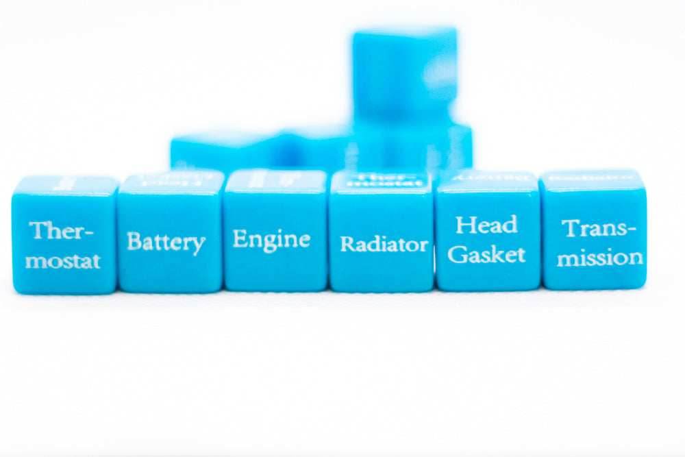 Mechanics Dice d6 | What's Wrong with Your Car Dice 6-Sided 16mm Diagnostic Dice - Blue / 1 Dice