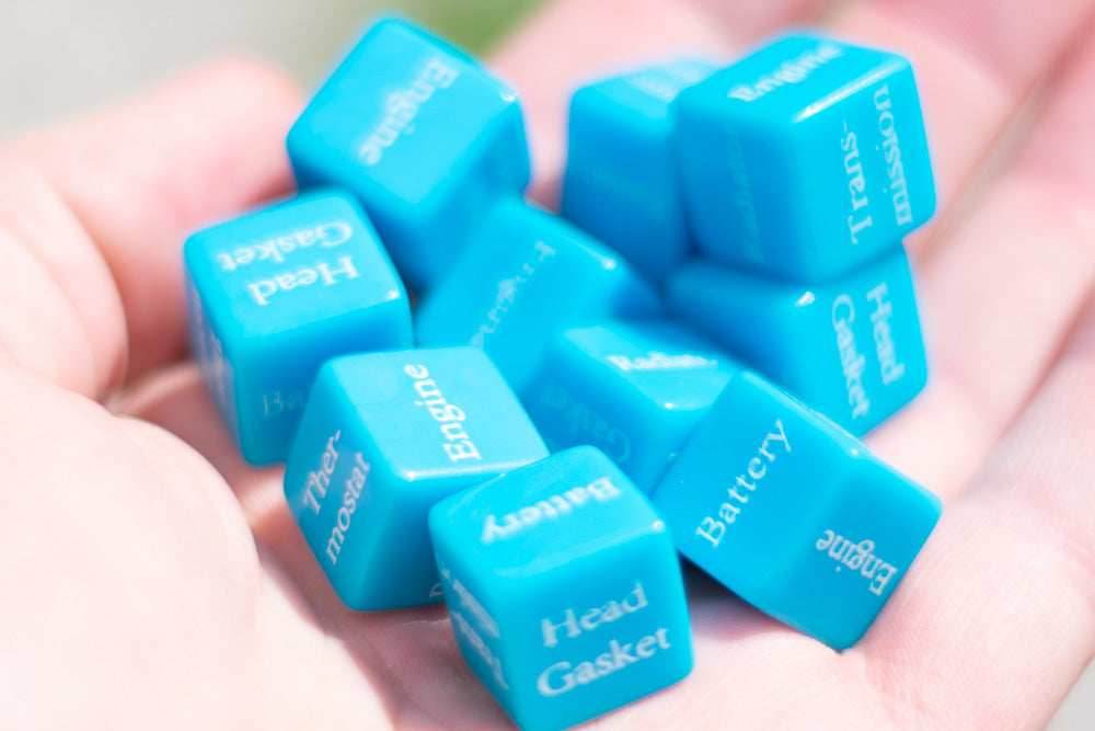 Mechanics Dice d6 | What's Wrong with Your Car Dice 6-Sided 16mm Diagnostic Dice - Blue / 1 Dice