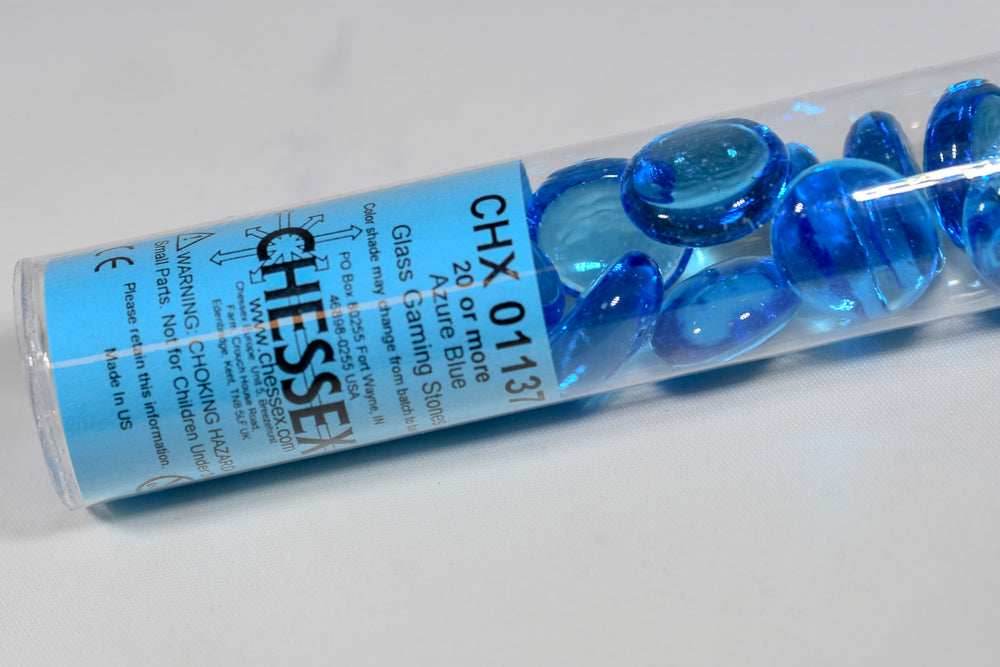 20+ Azure Blue Glass Gaming Stones Counters - 