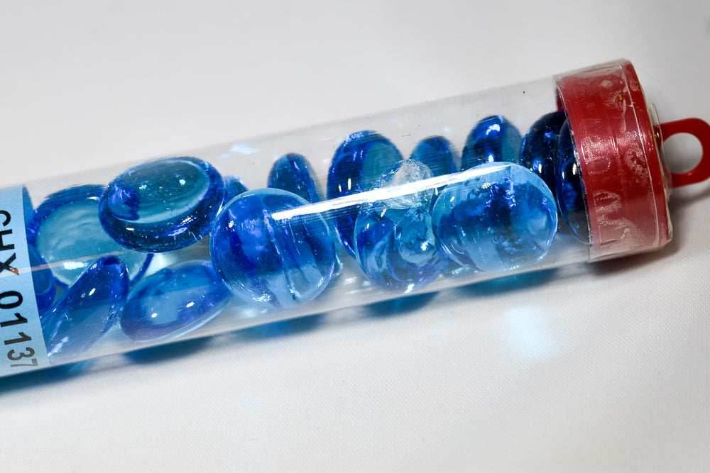 20+ Azure Blue Glass Gaming Stones Counters - 