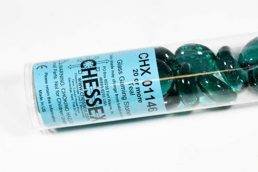 20+ Teal Glass Gaming Stones Counters - 