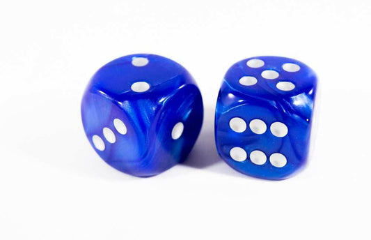 (1) OOP Rare 30mm Velvet Dark Blue Dice New RPG DnD with Silver Pips by Chessex Out of Print - 
