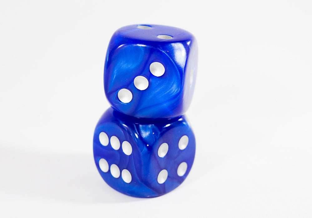(1) OOP Rare 30mm Velvet Dark Blue Dice New RPG DnD with Silver Pips by Chessex Out of Print - 
