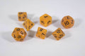 Orange Semi-Translucent Miniature Poly Dice Set Small (7) w/ Silver Glitter RPG DnD Mini Cute BrycesDice - 