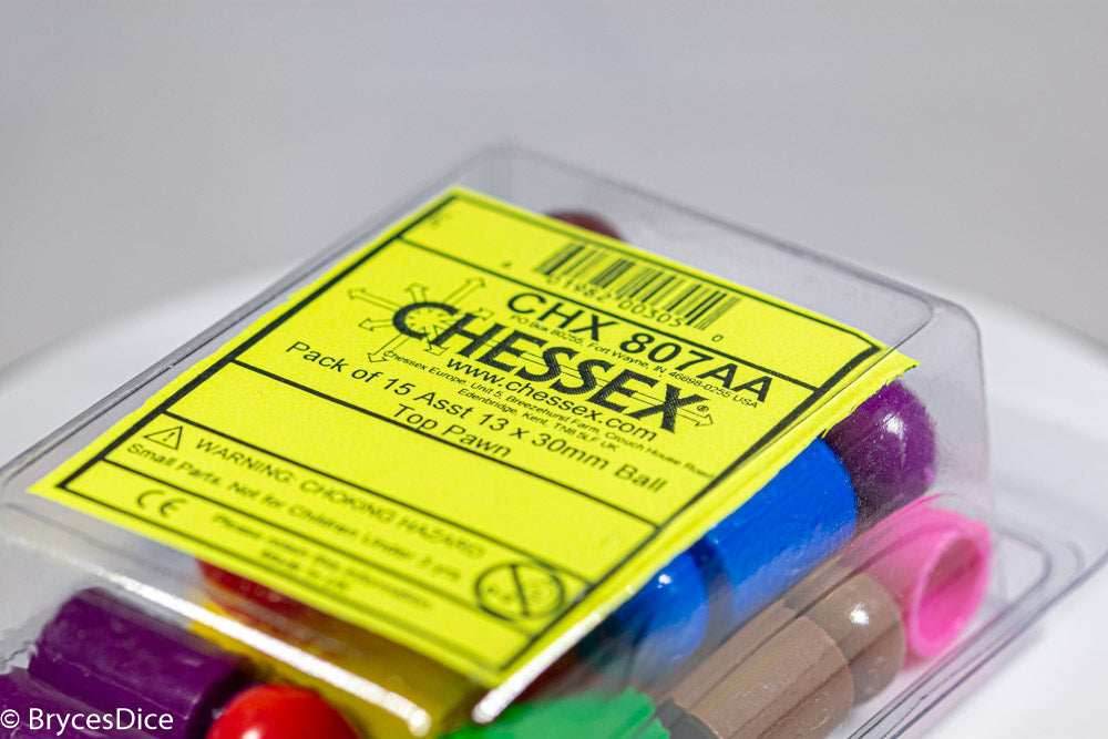 Pack of 15 Asst 13 x 30mm Ball Top Pawn CHX807 - 