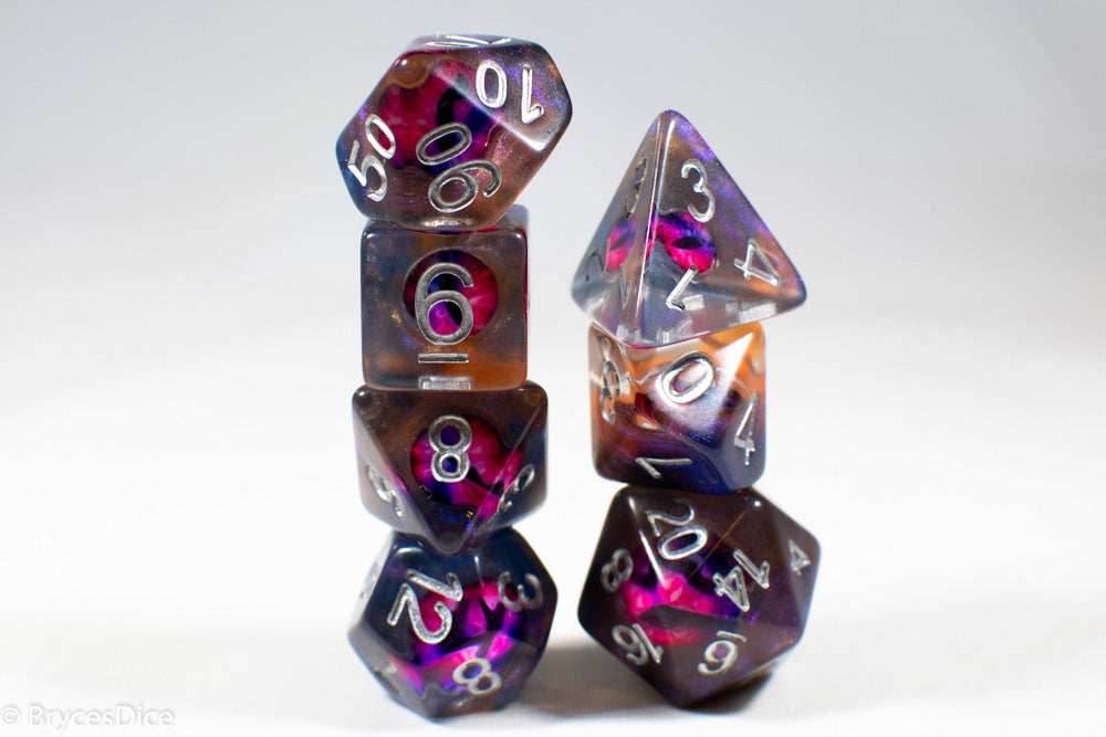 Demon Eye Dragon Eye Dice 7-Dice Set Resin Dungeons and Dragons Dice - 
