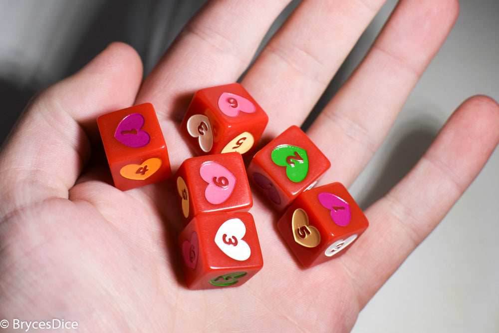 Candy Heart Dice Acrylic 16mm White, Pink, Purple, Yellow, Green - 1