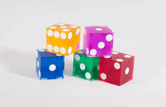 Multi-Color Casino Dice d6 19mm Razor Edge No Serial Numbers or Names Clean - 