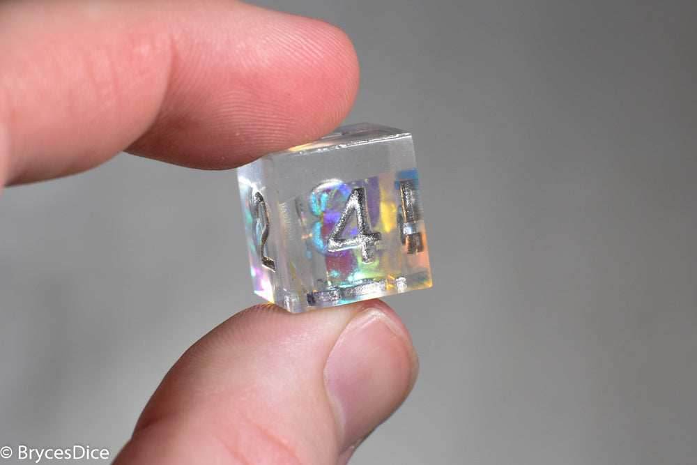 Pirates Crystal Sharp Edge Resin 7-Dice Set | Gold or Silver Ink (Clear) - Gold