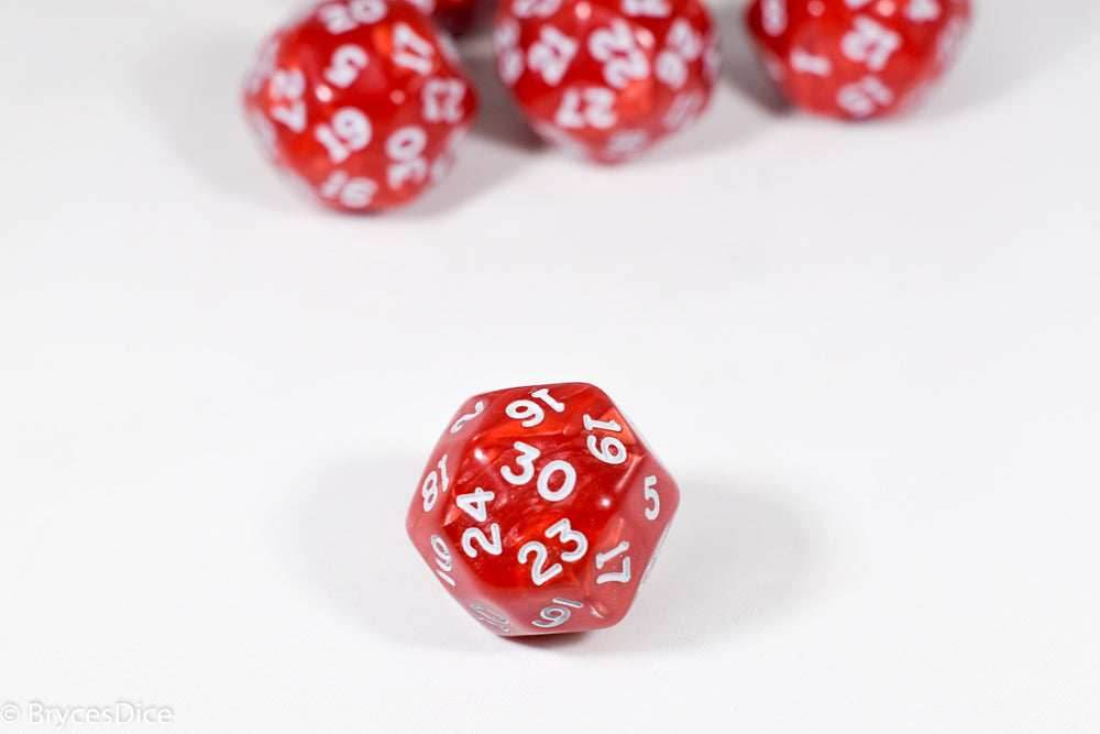d30 Red Pearlescent Single Die 30 Side's by Chessex (per die) - 