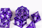 (Powerful Purple) Deadly Dragon Dice: Shards of Oblivion Hollow Metal - 7-Dice Set