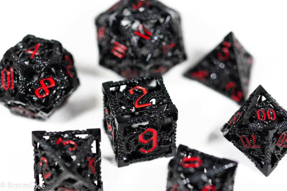 (Stoic Black) Deadly Dragon Dice: Shards of Oblivion Hollow Metal - 7-Dice Set