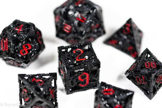(Stoic Black) Deadly Dragon Dice: Shards of Oblivion Hollow Metal - 7-Dice Set