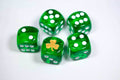 Gold Shamrock Translucent Green Die 16mm D6 Chessex Dice w/White Pips | Sold per die - 