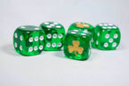 Gold Shamrock Translucent Green Die 16mm D6 Chessex Dice w/White Pips | Sold per die - 