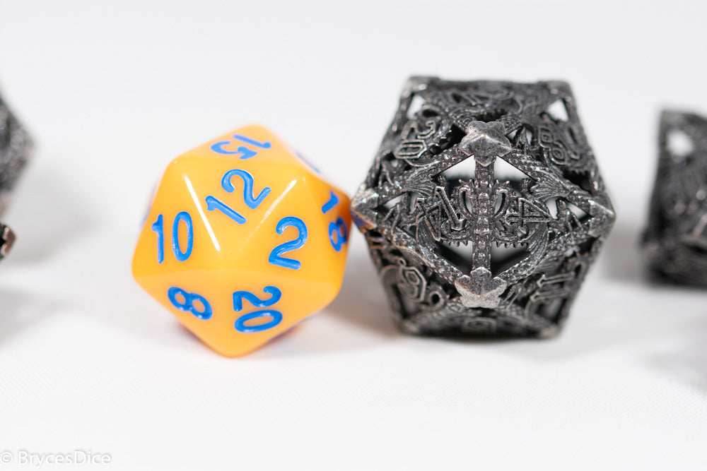 (Rainbow Metal) Deadly Dragon Dice: Shards of Oblivion Hollow Metal - 7-Dice Set
