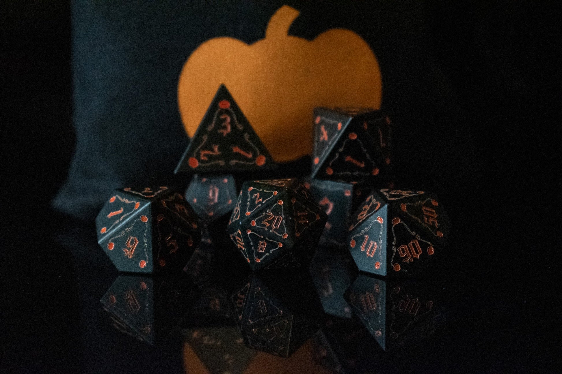 The Pumpkin Aluminum Metal Dice Set