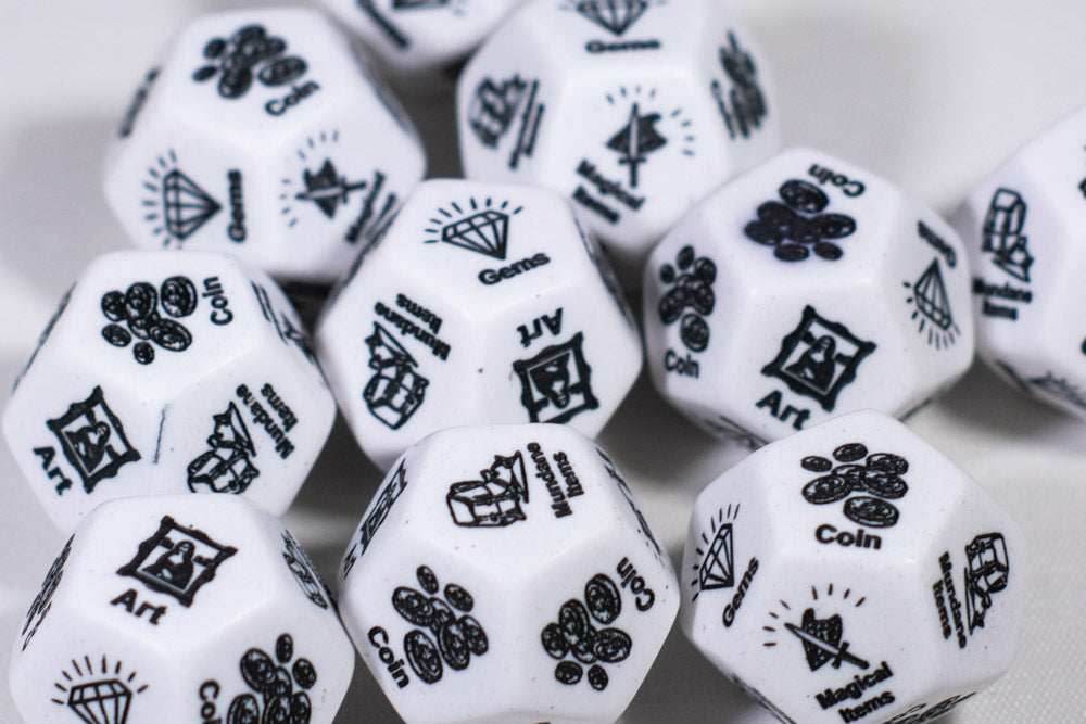Treasure d12 Opaque White Loot Dice (Sold By Piece) | Treasure Selector Dice - 