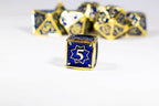 Space King 7-Dice Metal Set Gold w/ Blue Fill {North Star Dice Collection} - 