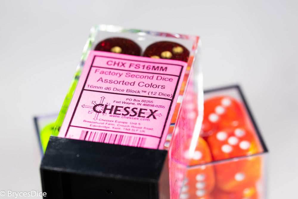 Factory-Second 16mm Dice Set d6 FS16MM Seconds | 12 Dice Block - 