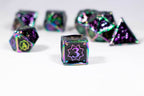 Dark Matter 7-Dice Metal Set Rainbow Metal w/ Black Fill {North Star Dice Collection} - 
