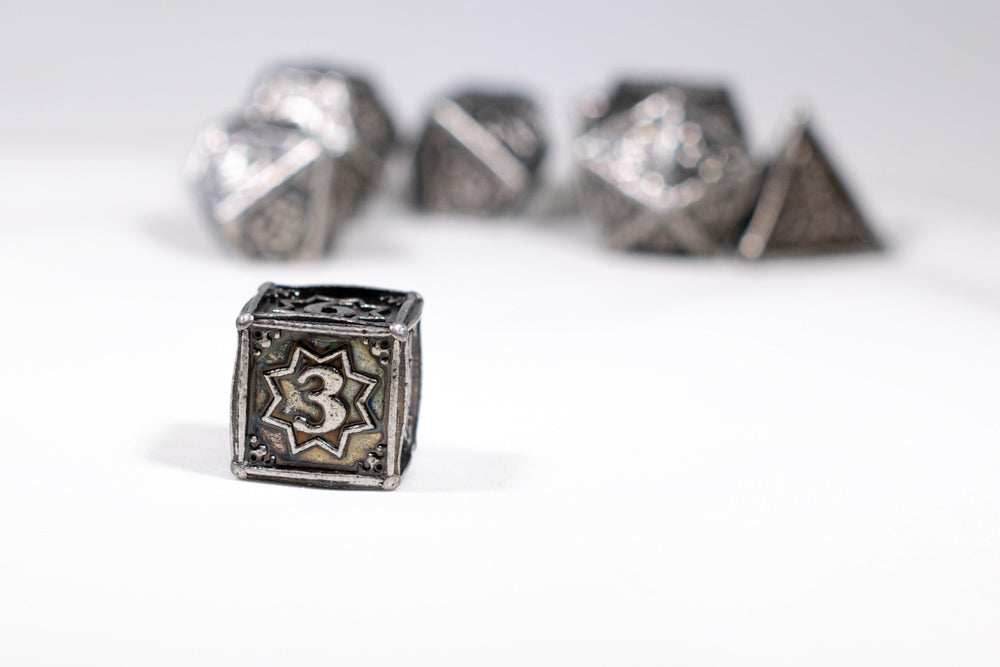 Orion's Silver 7-Dice Metal Set {North Star Dice Collection} - 