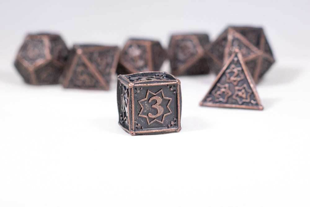 Rustic Copper 7-Dice Metal Set {North Star Dice Collection} - 