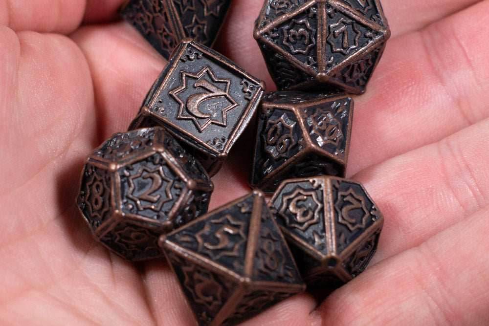 Rustic Copper 7-Dice Metal Set {North Star Dice Collection} - 