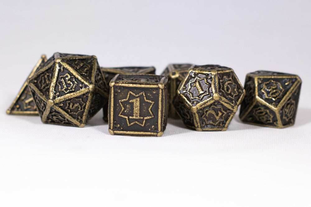 Ancient Gold 7-Dice Metal Set {North Star Dice Collection} - 