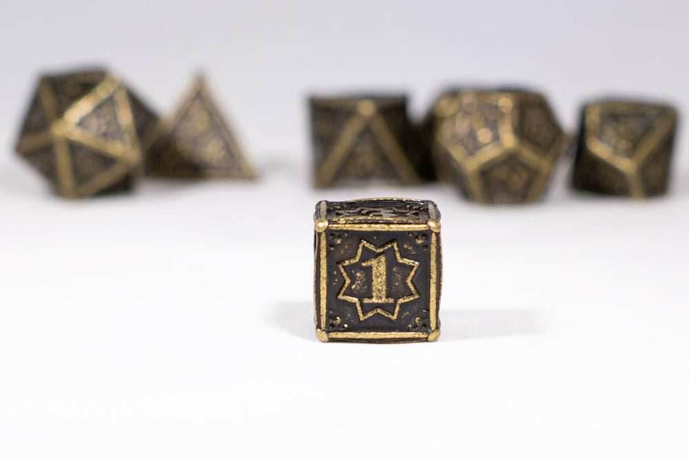 Ancient Gold 7-Dice Metal Set {North Star Dice Collection} - 