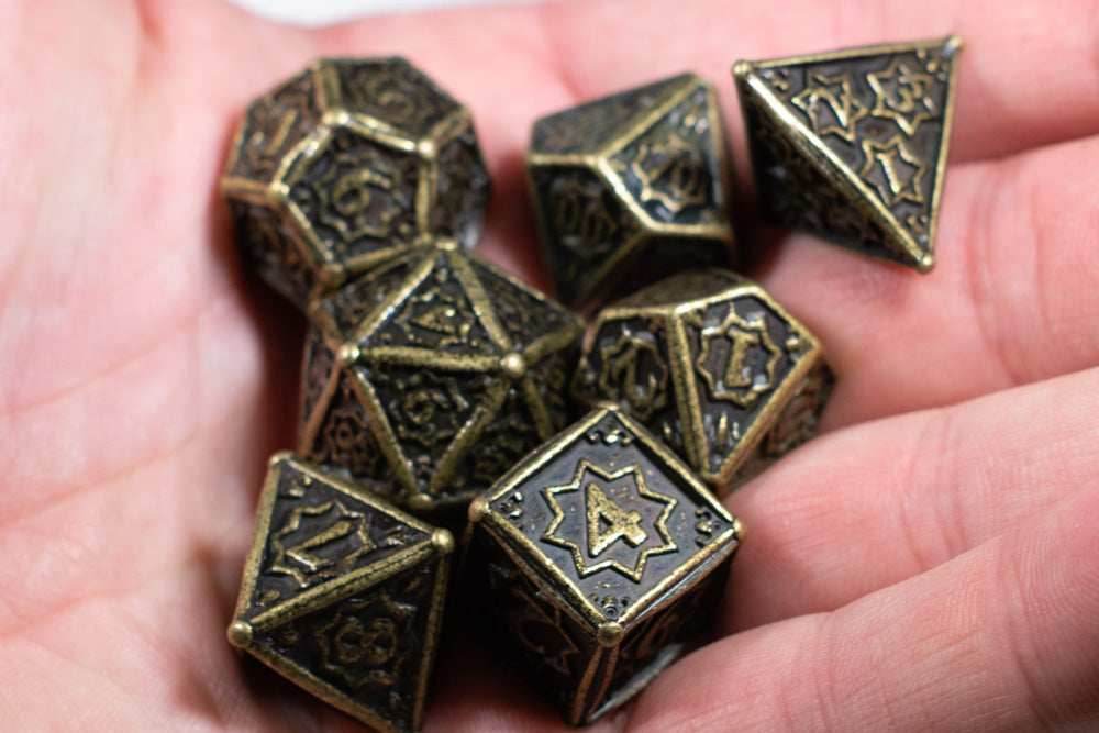 Ancient Gold 7-Dice Metal Set {North Star Dice Collection} - 